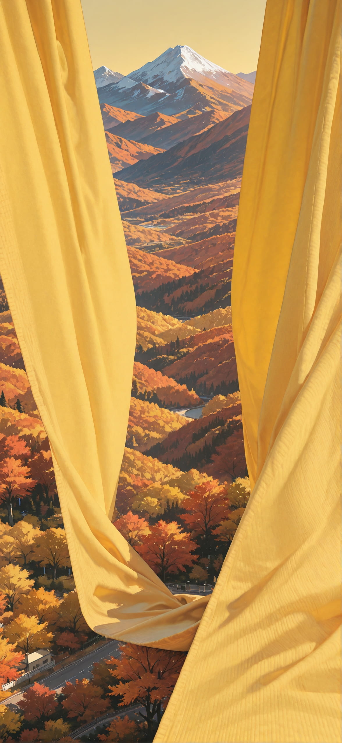 Allthefeels Yellow Afternoon Mountain Autumn mobile wallpaper / スマホ壁紙