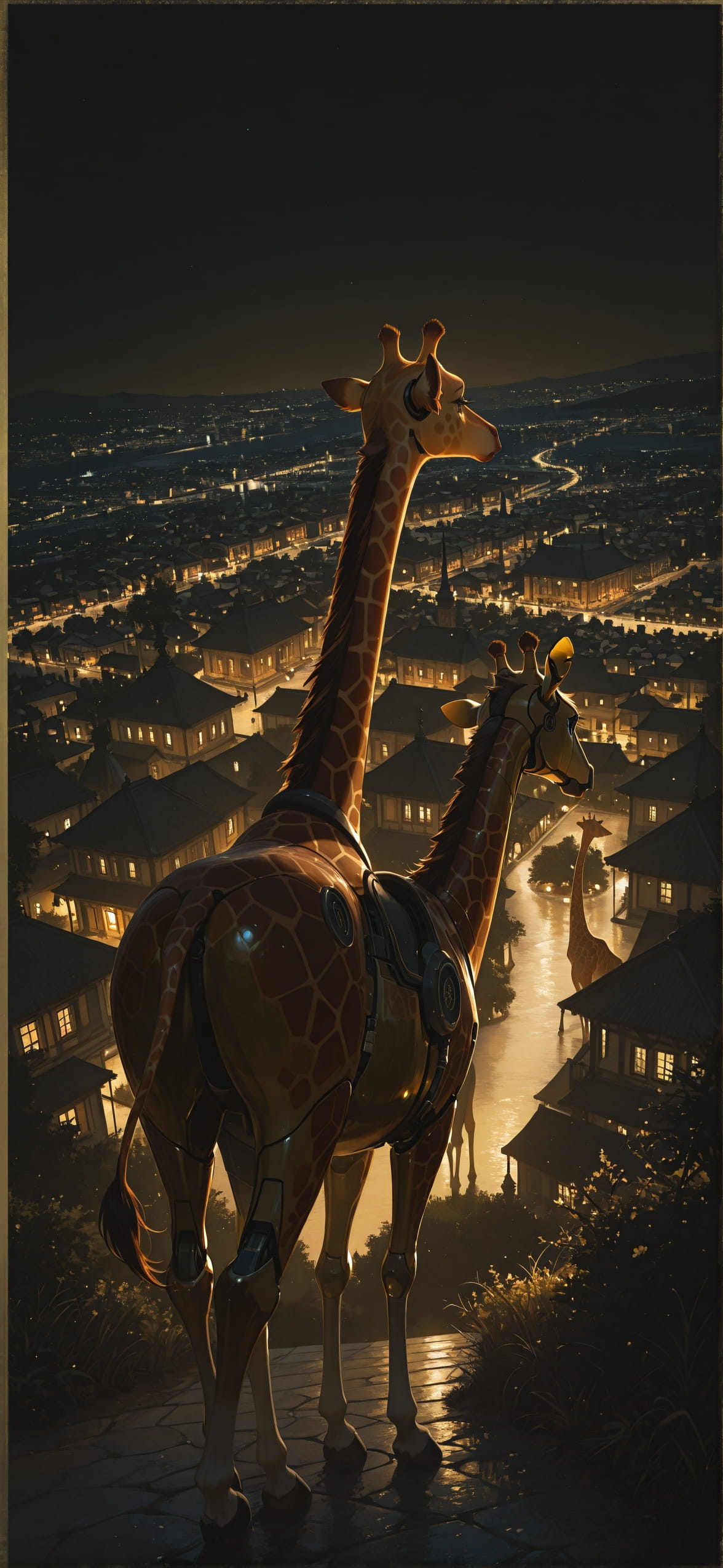 Allthefeels Yellow Night City Spring Animal Machine mobile wallpaper / スマホ壁紙