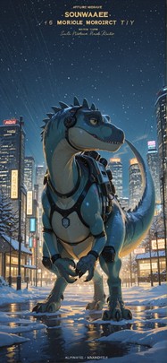 Allthefeels Yellow Night City Winter Animal Machine mobile wallpaper / スマホ壁紙