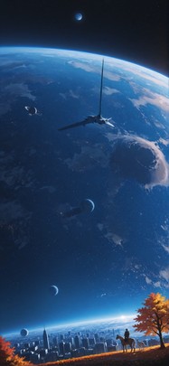 Artemis Blue Afternoon City Autumn Animal Machine mobile wallpaper / スマホ壁紙