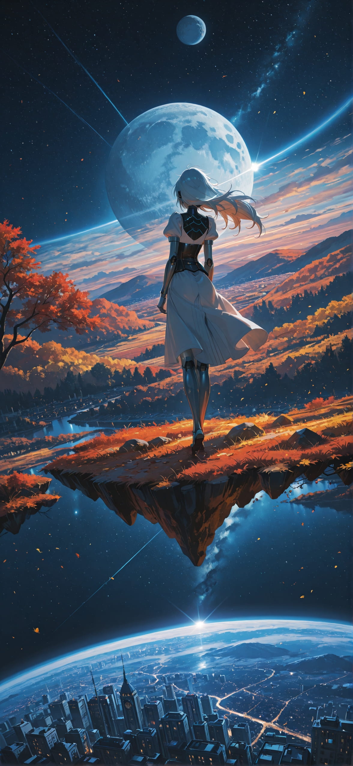 Artemis Blue Afternoon City Autumn Machine mobile wallpaper / スマホ壁紙