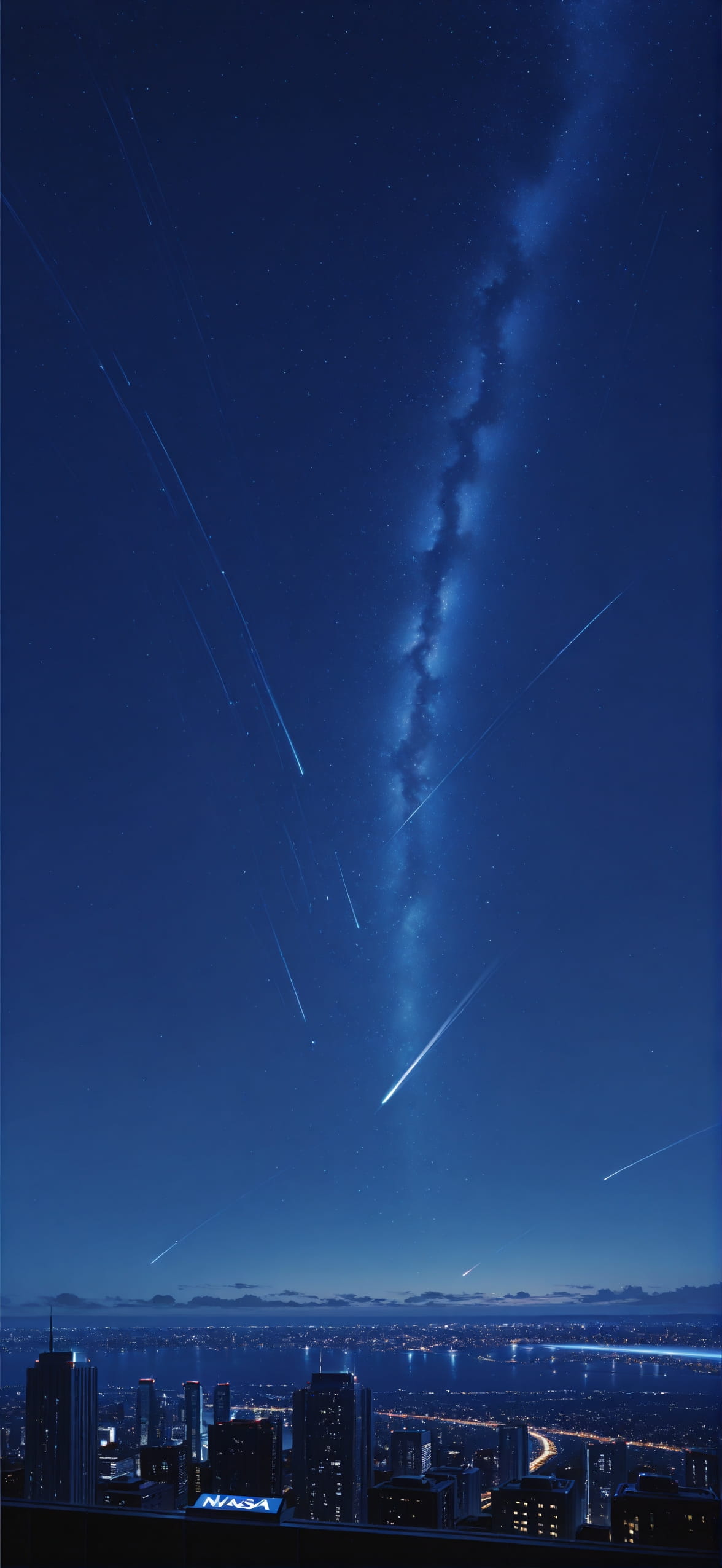 Artemis Blue Night City Summer Animal mobile wallpaper / スマホ壁紙