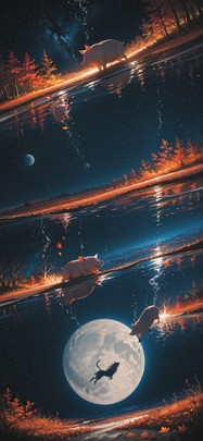 Artemis Brown Afternoon Sea Autumn Animal mobile wallpaper / スマホ壁紙