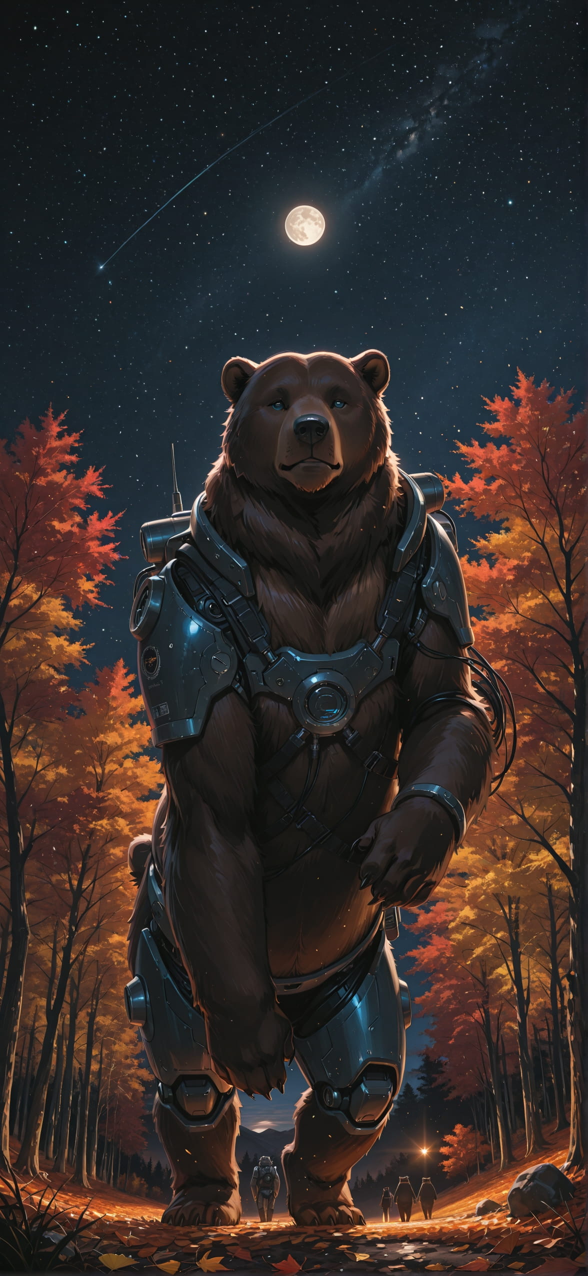 Artemis Brown Night Nature Autumn Animal Machine mobile wallpaper / スマホ壁紙