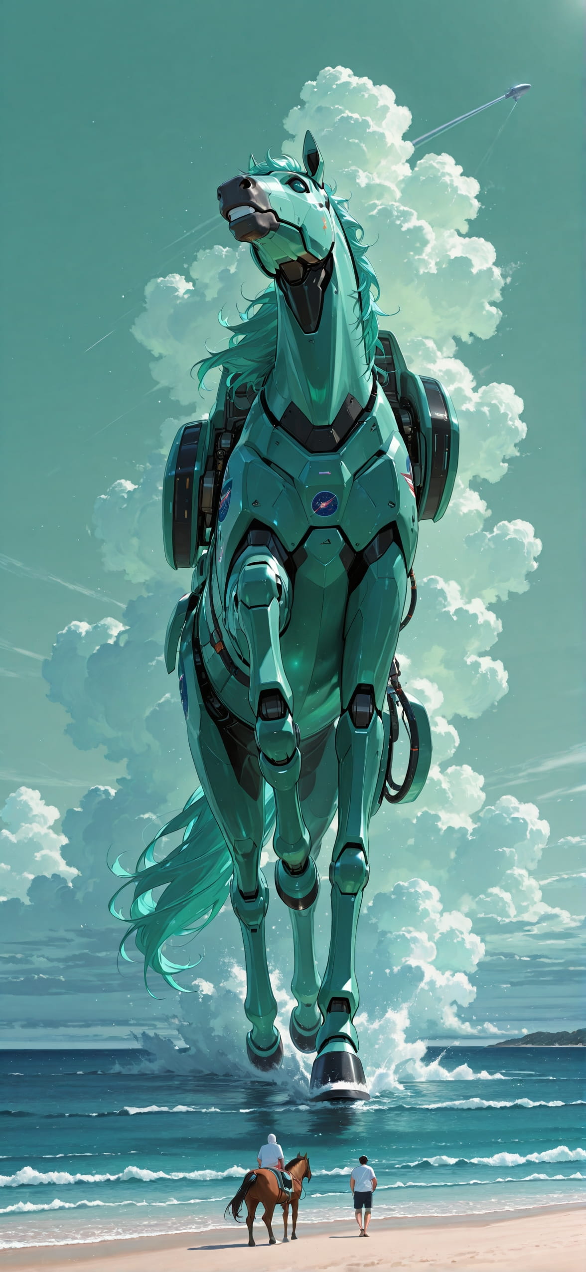 Artemis Green Afternoon Sea Summer Animal Machine mobile wallpaper / スマホ壁紙