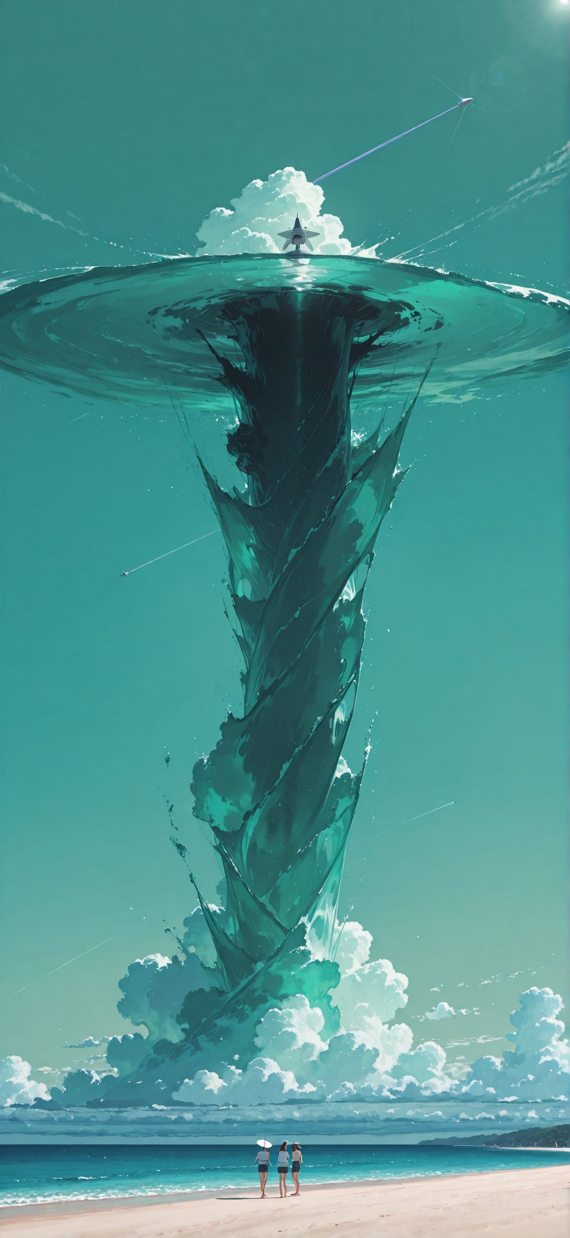 Artemis Green Afternoon Sea Summer mobile wallpaper / スマホ壁紙