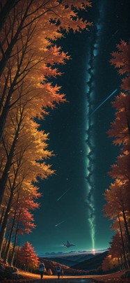 Artemis Green Night Nature Autumn mobile wallpaper / スマホ壁紙