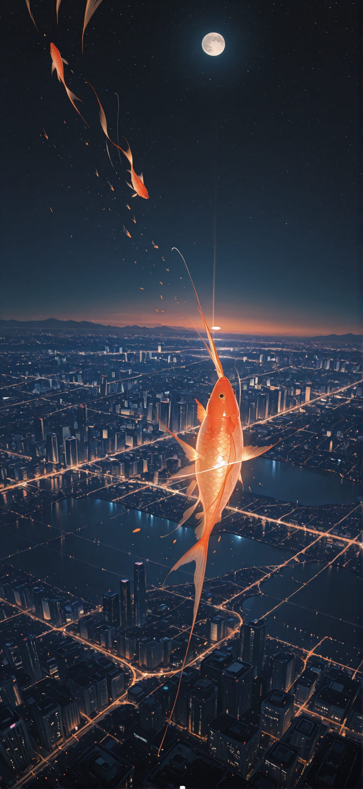 Artemis Orange Night City Spring Animal mobile wallpaper / スマホ壁紙