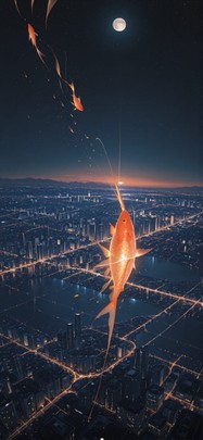 Artemis Orange Night City Spring Animal mobile wallpaper / スマホ壁紙