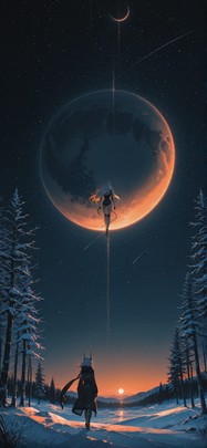 Artemis Orange Night Nature Winter Machine mobile wallpaper / スマホ壁紙
