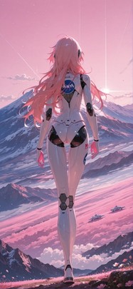 Artemis Pink Afternoon Mountain Spring Machine mobile wallpaper / スマホ壁紙