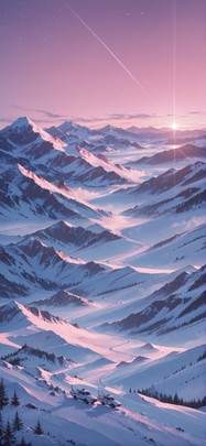 Artemis Pink Afternoon Mountain Winter mobile wallpaper / スマホ壁紙