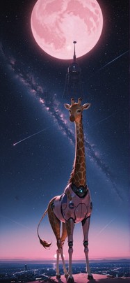 Artemis Pink Night City Summer Animal Machine mobile wallpaper / スマホ壁紙