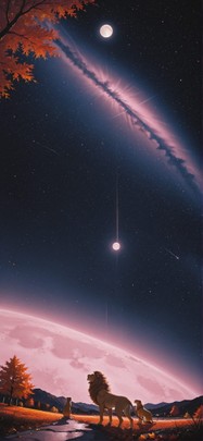 Artemis Pink Night Sky Autumn Animal mobile wallpaper / スマホ壁紙