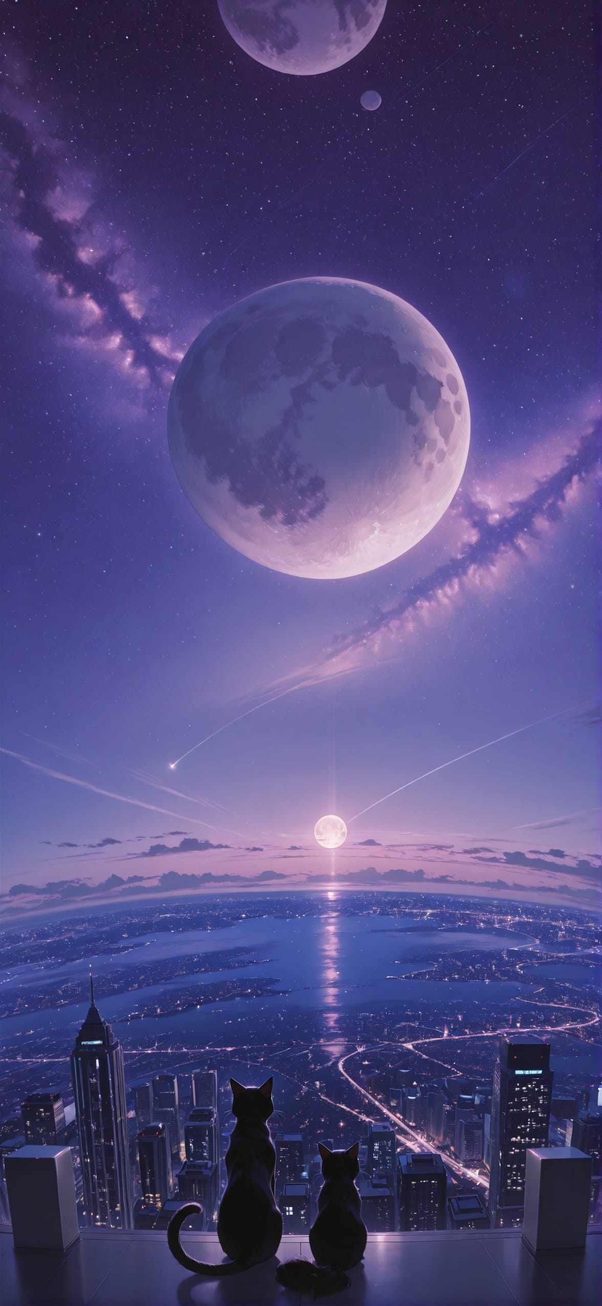 Artemis Purple Afternoon City Summer Animal mobile wallpaper / スマホ壁紙