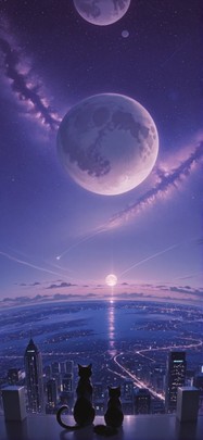 Artemis Purple Afternoon City Summer Animal mobile wallpaper / スマホ壁紙