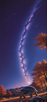 Artemis Purple Night Sky Autumn Animal mobile wallpaper / スマホ壁紙