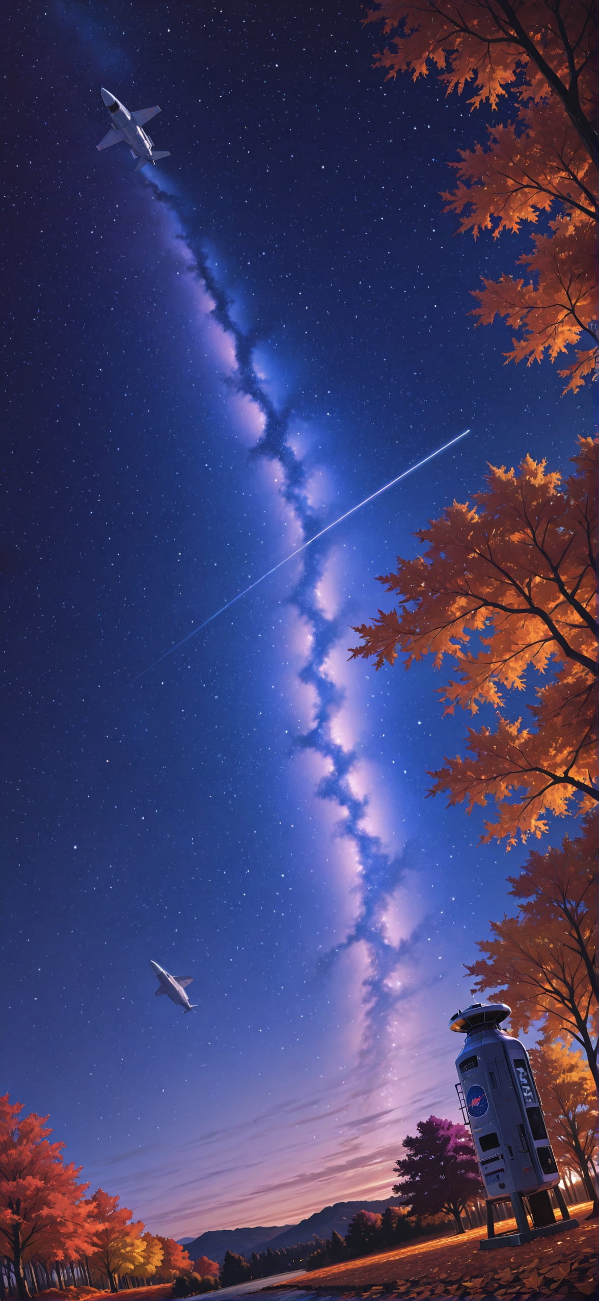 Artemis Purple Night Sky Autumn mobile wallpaper / スマホ壁紙