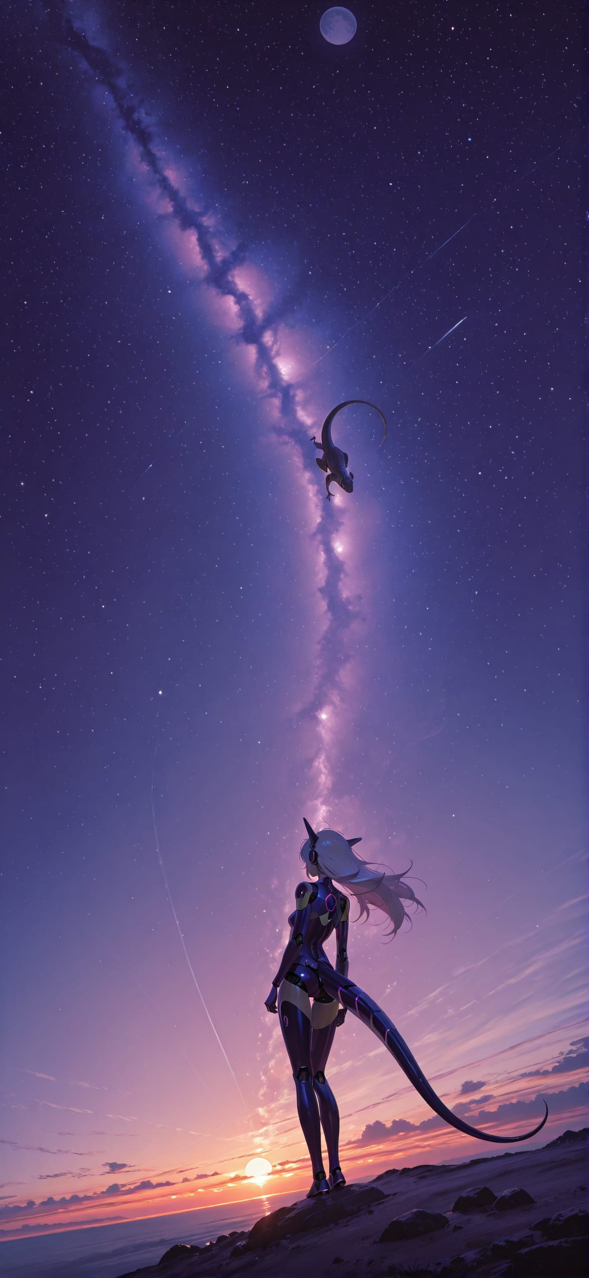 Artemis Purple Sunset Sky Summer Animal Machine mobile wallpaper / スマホ壁紙