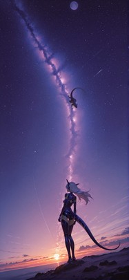 Artemis Purple Sunset Sky Summer Animal Machine mobile wallpaper / スマホ壁紙