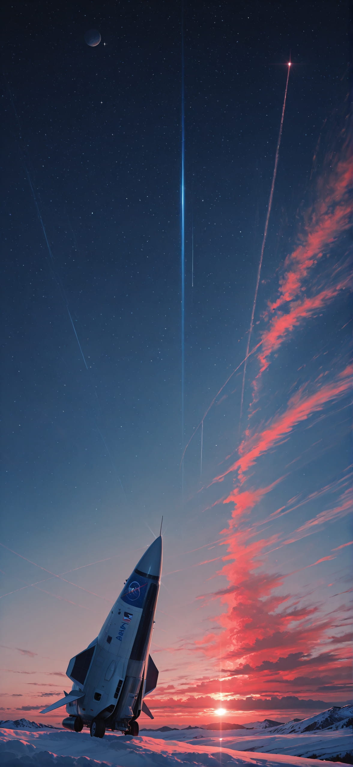 Artemis Red Afternoon Sky Winter mobile wallpaper / スマホ壁紙
