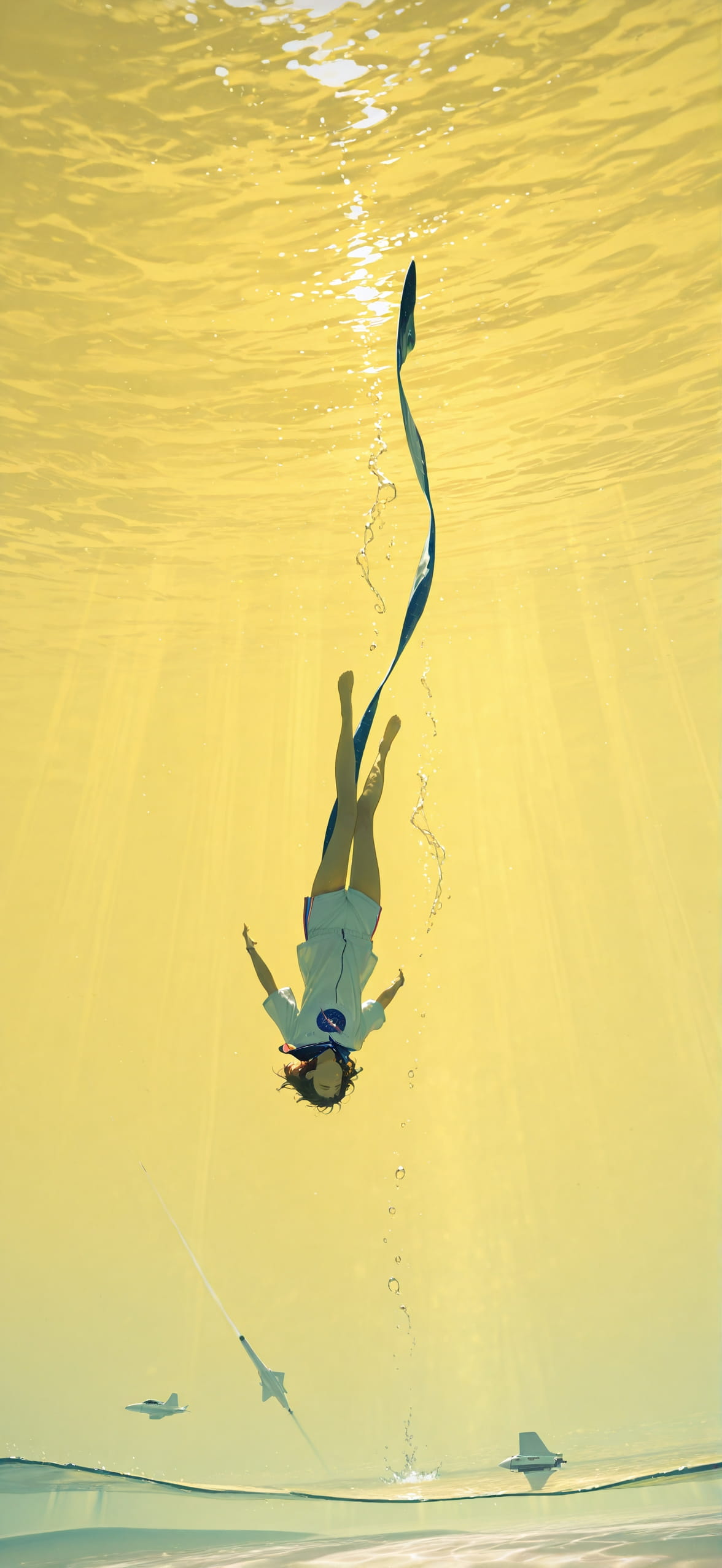 Artemis Yellow Afternoon Sea Summer mobile wallpaper / スマホ壁紙