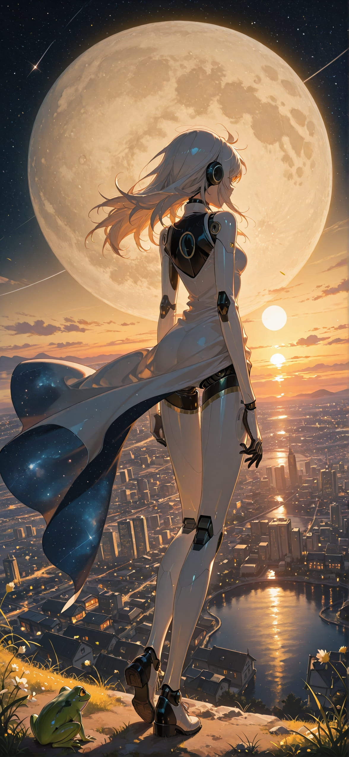 Artemis Yellow Sunset City Spring Animal Machine mobile wallpaper / スマホ壁紙