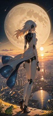 Artemis Yellow Sunset City Spring Animal Machine mobile wallpaper / スマホ壁紙