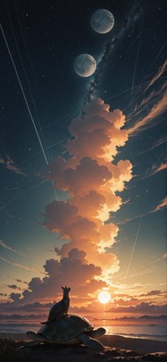 Artemis Yellow Sunset Sky Summer Animal mobile wallpaper / スマホ壁紙