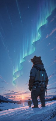 Aurora Blue Sunset Sky Summer Animal Machine mobile wallpaper / スマホ壁紙