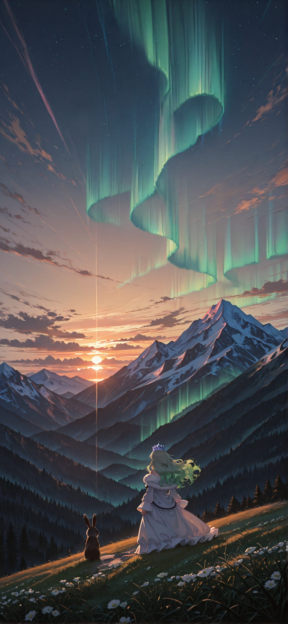 Aurora Brown Sunset Nature Spring Animal mobile wallpaper / スマホ壁紙