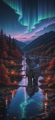 Aurora Pink Afternoon Nature Autumn Animal mobile wallpaper / スマホ壁紙