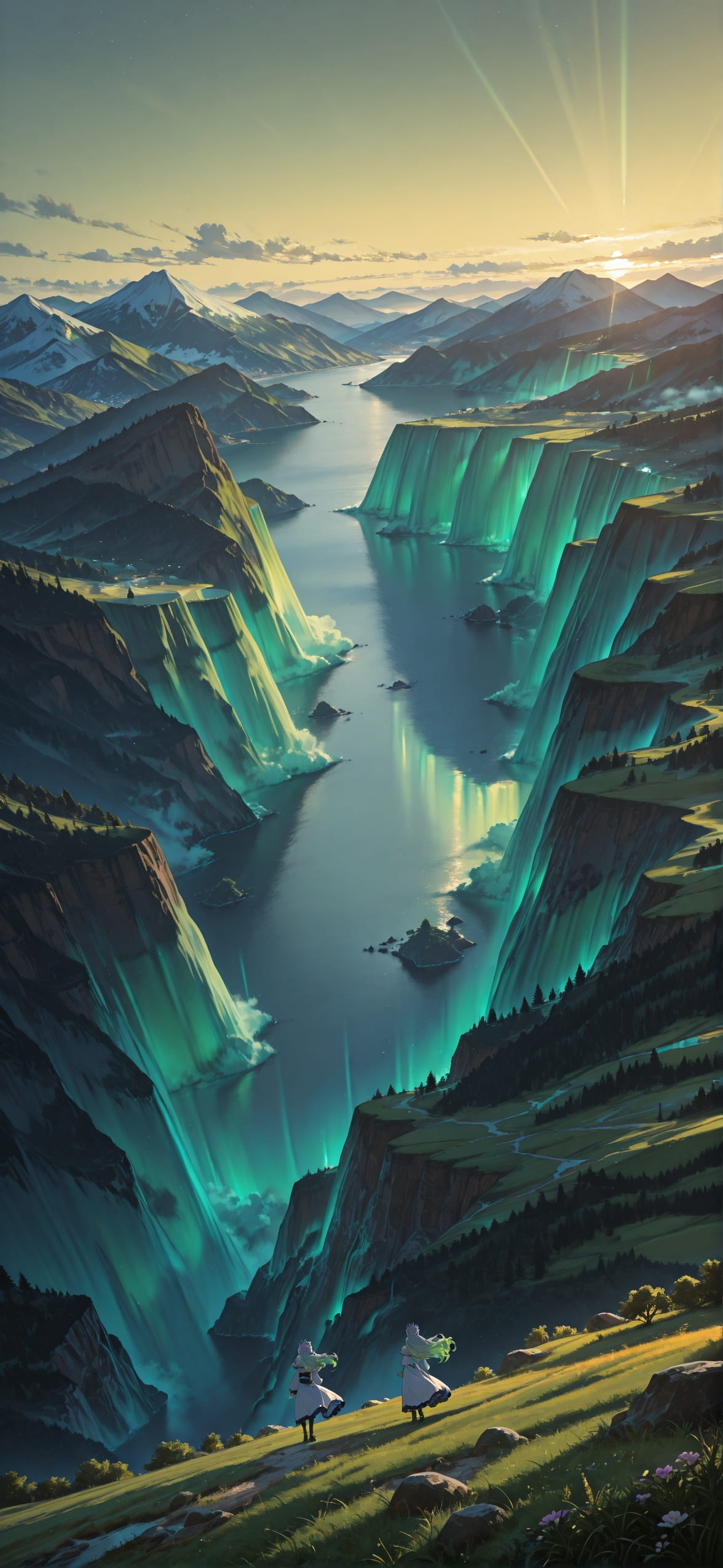 Aurora Yellow Afternoon Sea Spring mobile wallpaper / スマホ壁紙