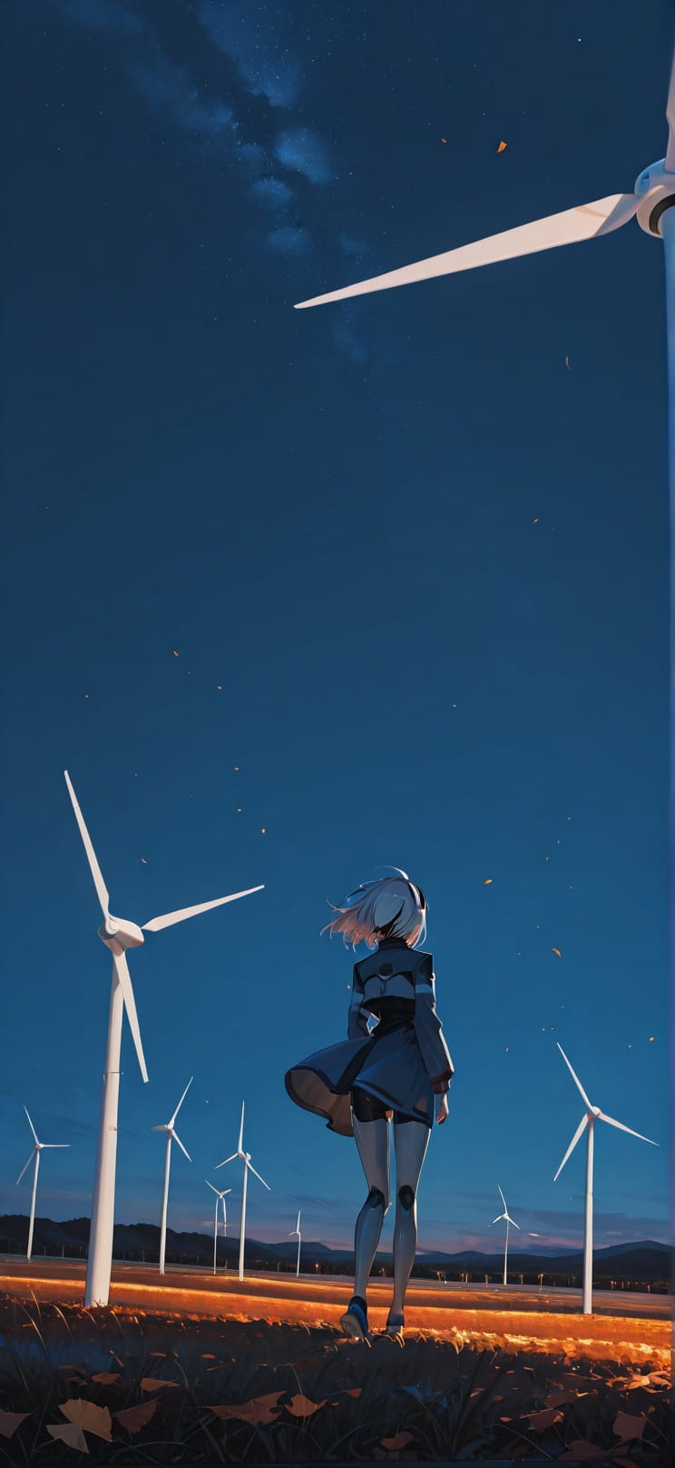 Breeze Blue Night Sky Autumn Machine mobile wallpaper / スマホ壁紙