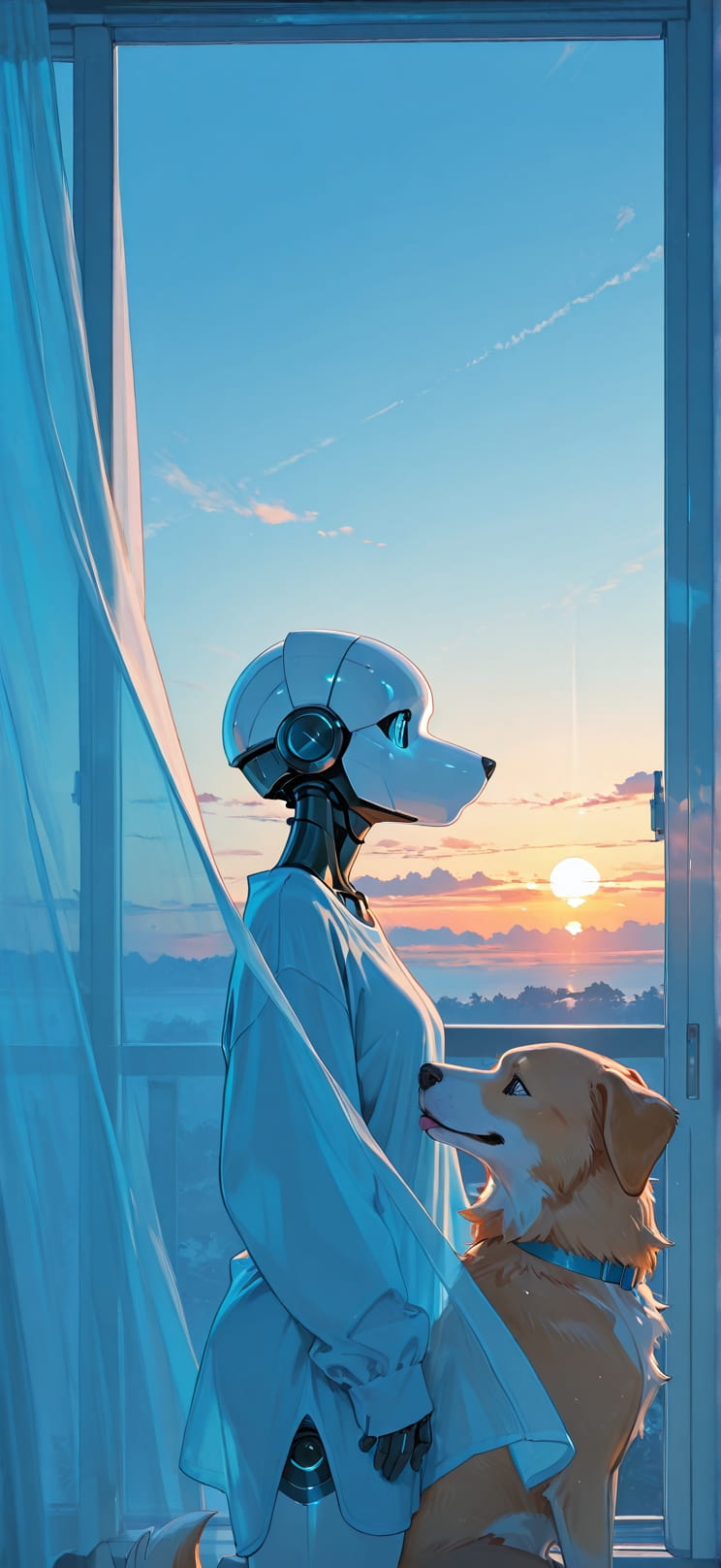 Breeze Blue Sunset Sky Spring Animal Machine mobile wallpaper / スマホ壁紙