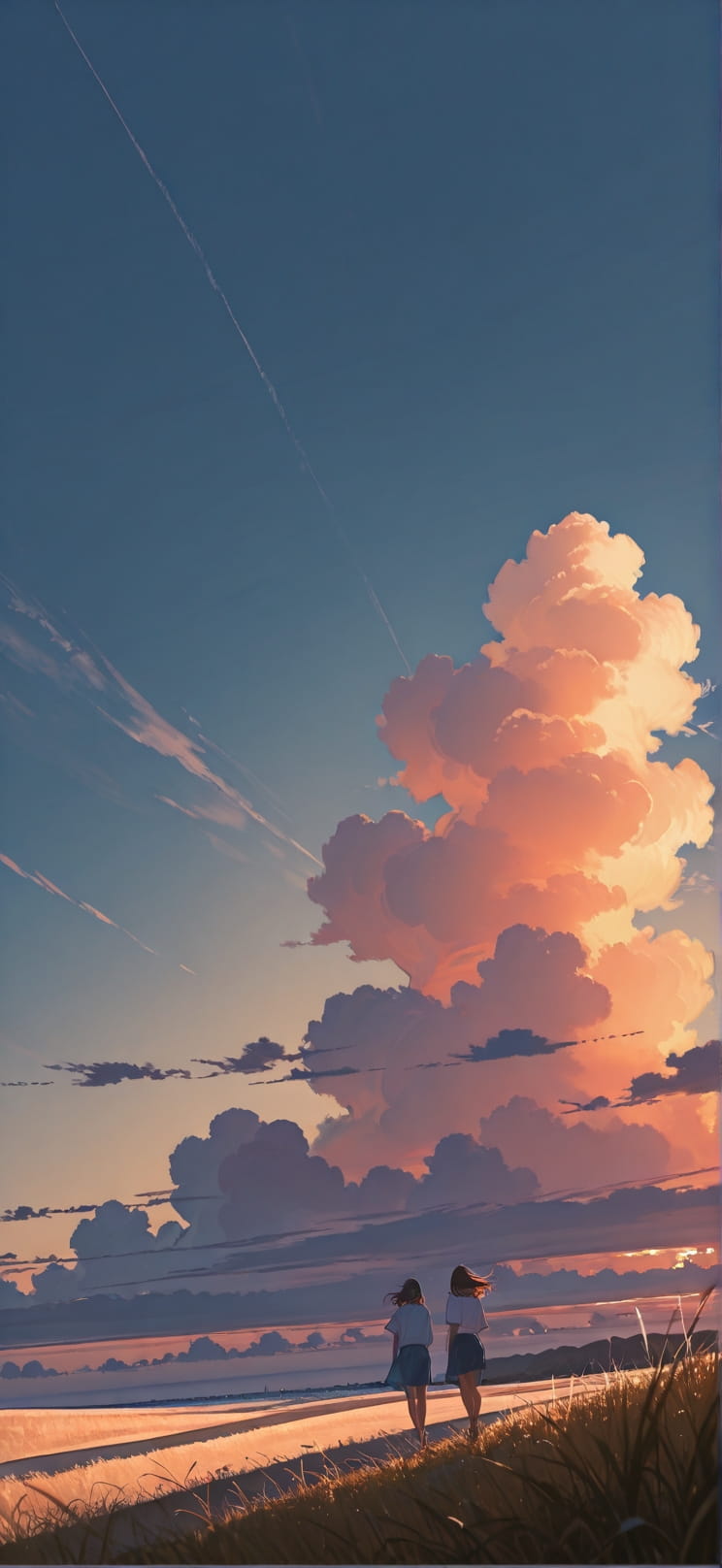 Breeze Blue Sunset Sky Summer mobile wallpaper / スマホ壁紙