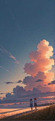 Breeze Blue Sunset Sky Summer mobile wallpaper / スマホ壁紙