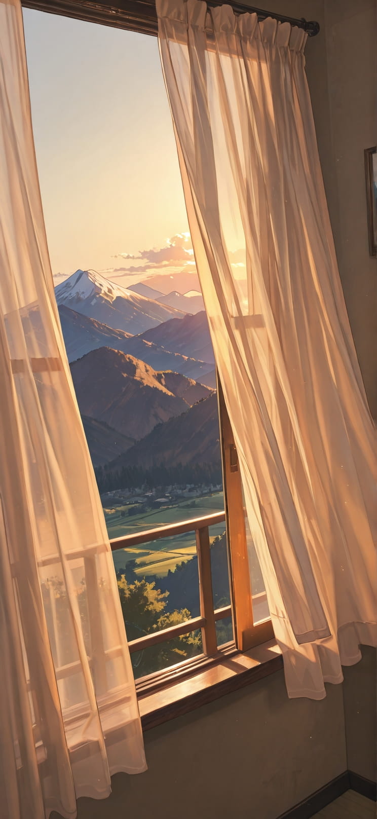 Breeze Brown Afternoon Mountain Spring mobile wallpaper / スマホ壁紙