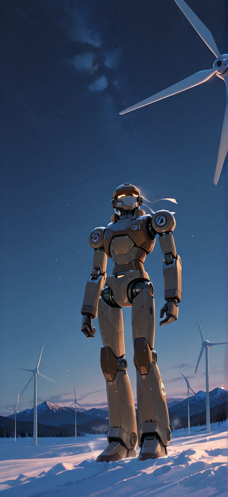 Breeze Brown Night Mountain Winter Machine mobile wallpaper / スマホ壁紙