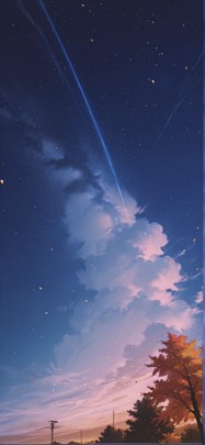 Breeze Brown Night Sky Autumn mobile wallpaper / スマホ壁紙