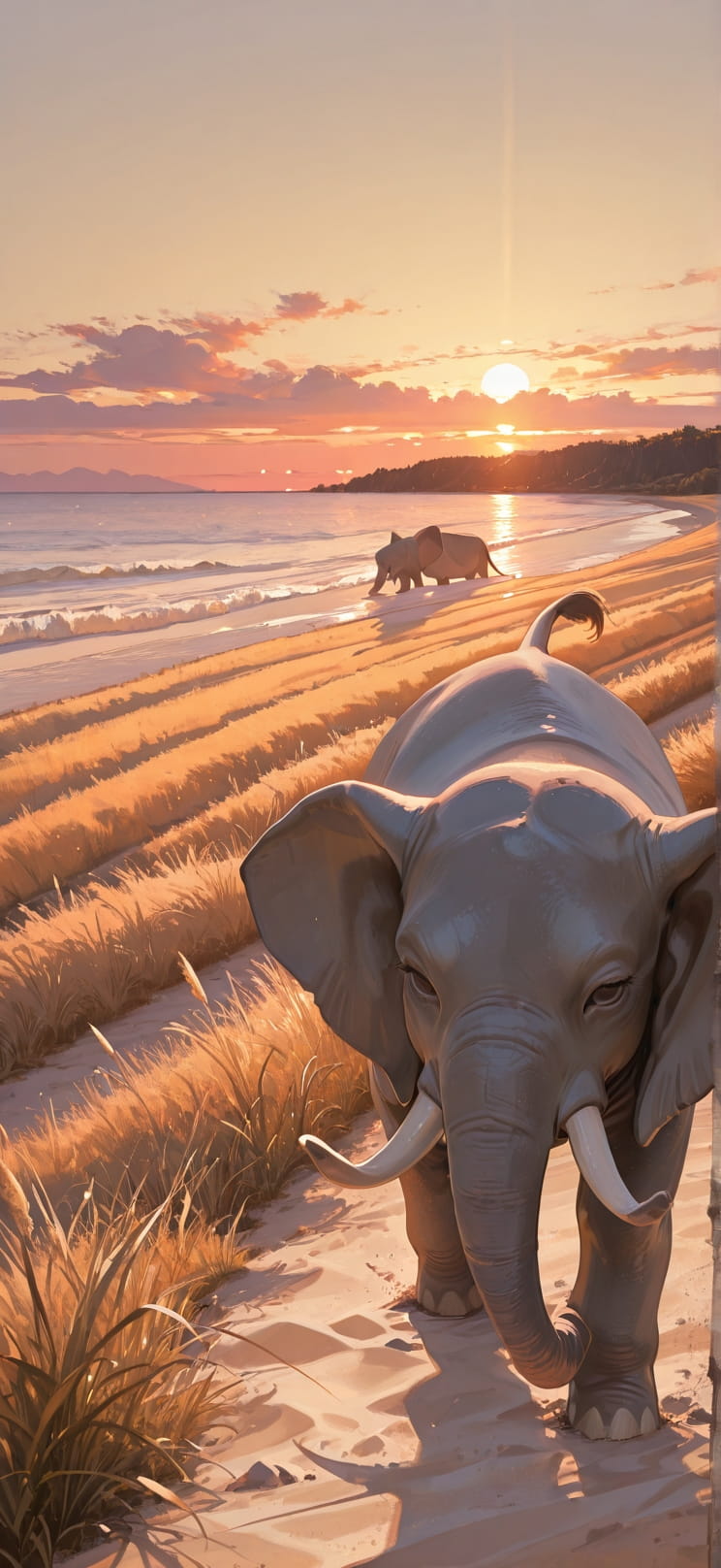 Breeze Brown Sunset Nature Summer Animal mobile wallpaper / スマホ壁紙