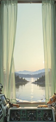 Breeze Green Afternoon Sea Winter Animal Machine mobile wallpaper / スマホ壁紙