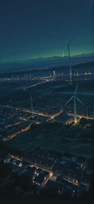 Breeze Green Night City Summer mobile wallpaper / スマホ壁紙