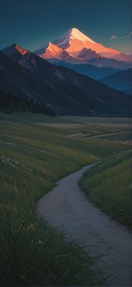 Breeze Green Night Mountain Spring mobile wallpaper / スマホ壁紙