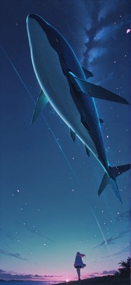 Breeze Green Night Sky Summer Animal Machine mobile wallpaper / スマホ壁紙