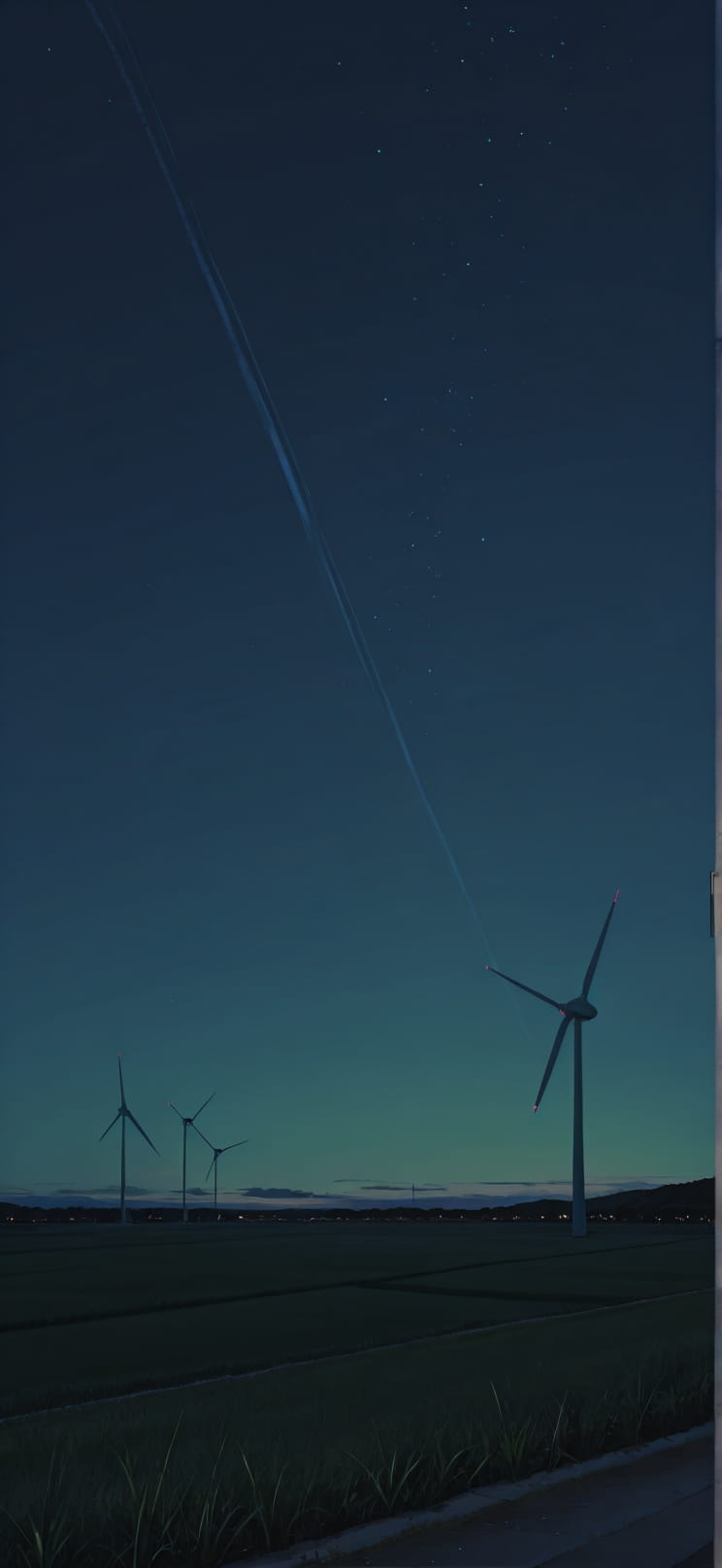 Breeze Green Night Sky Summer Machine mobile wallpaper / スマホ壁紙