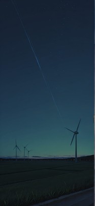 Breeze Green Night Sky Summer Machine mobile wallpaper / スマホ壁紙