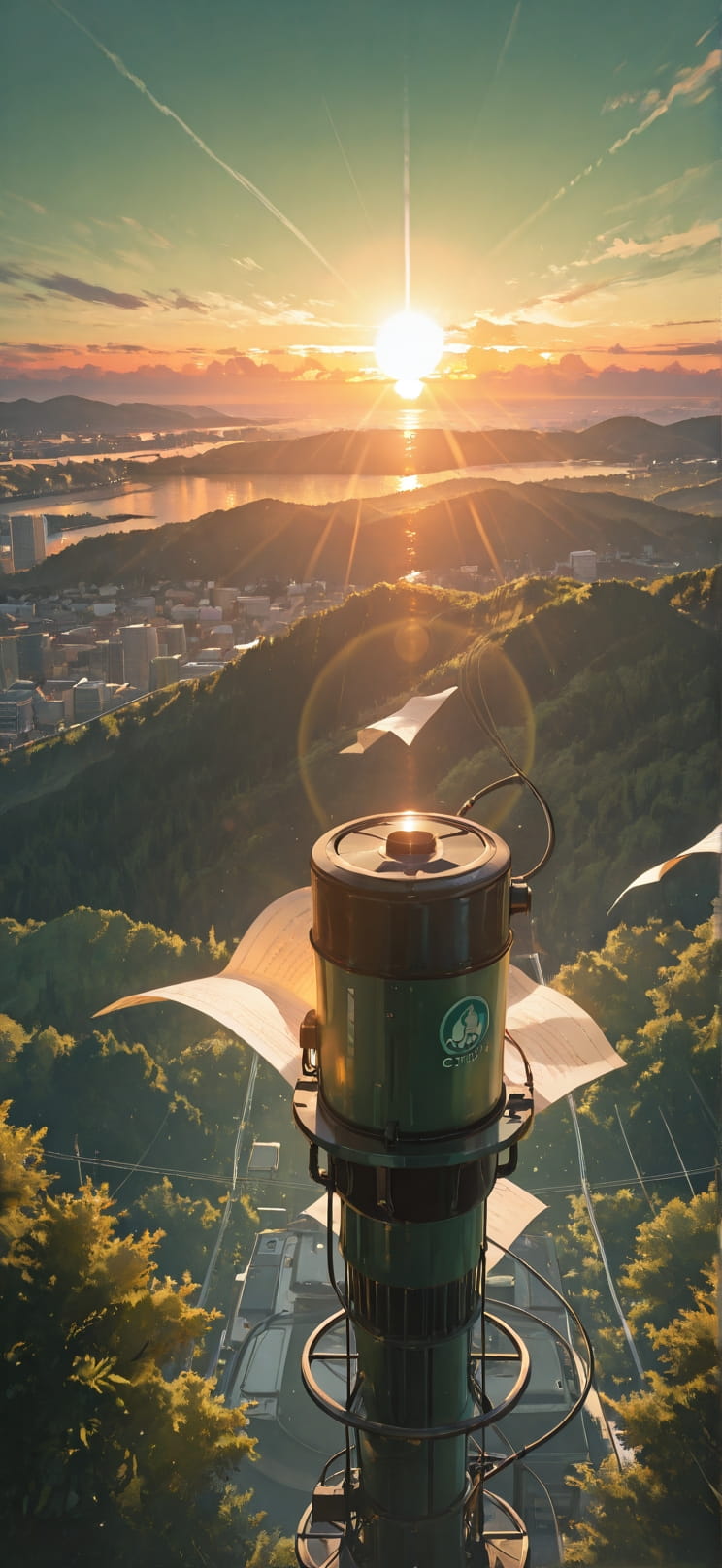 Breeze Green Sunset Nature Summer Machine mobile wallpaper / スマホ壁紙