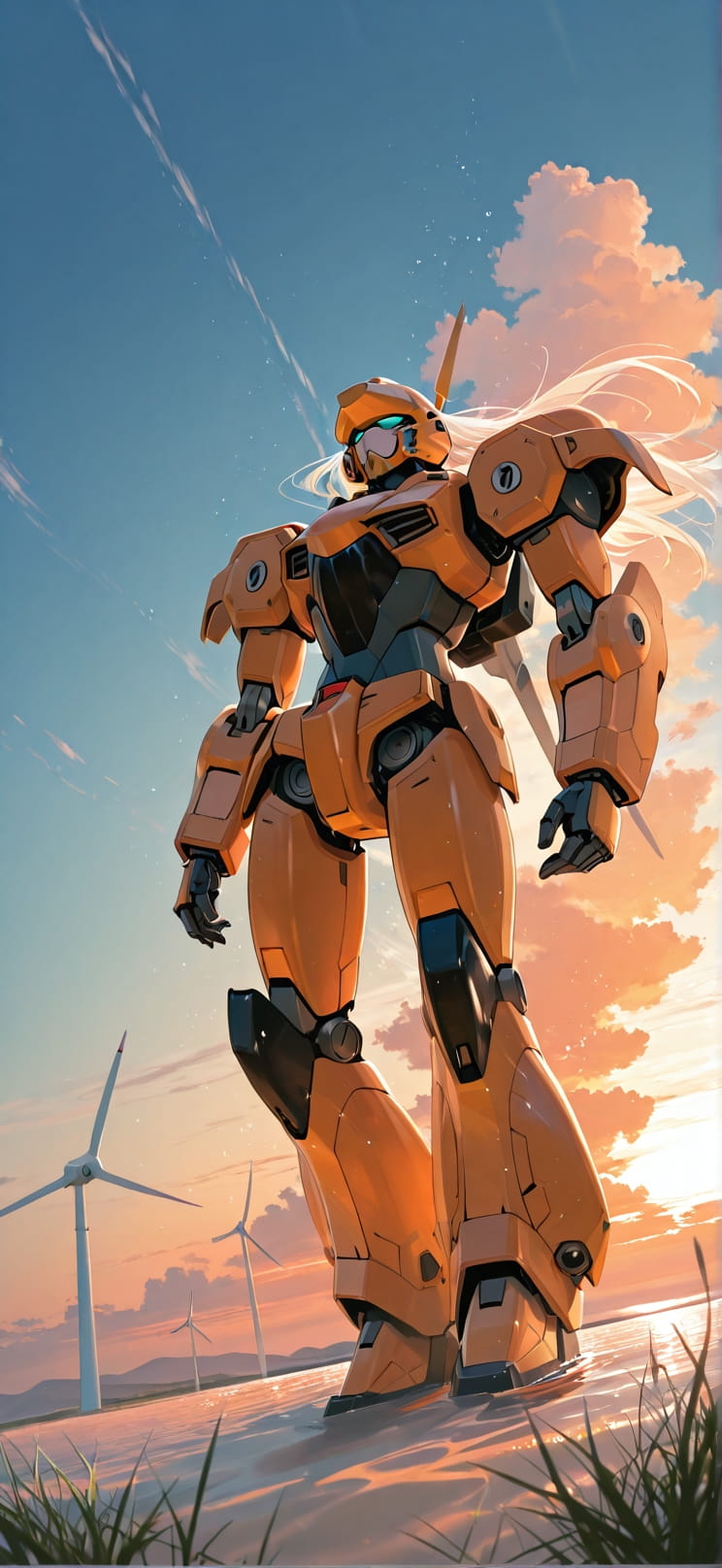 Breeze Orange Afternoon Sea Spring Machine mobile wallpaper / スマホ壁紙