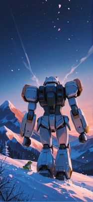 Breeze Orange Night Mountain Winter Animal Machine mobile wallpaper / スマホ壁紙